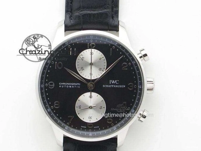 MIROTIME 0217 Modern Portuguese IW371404 ZF V3 1:1 Best Edition SS Black Dial On Black Leather Strap A 7267